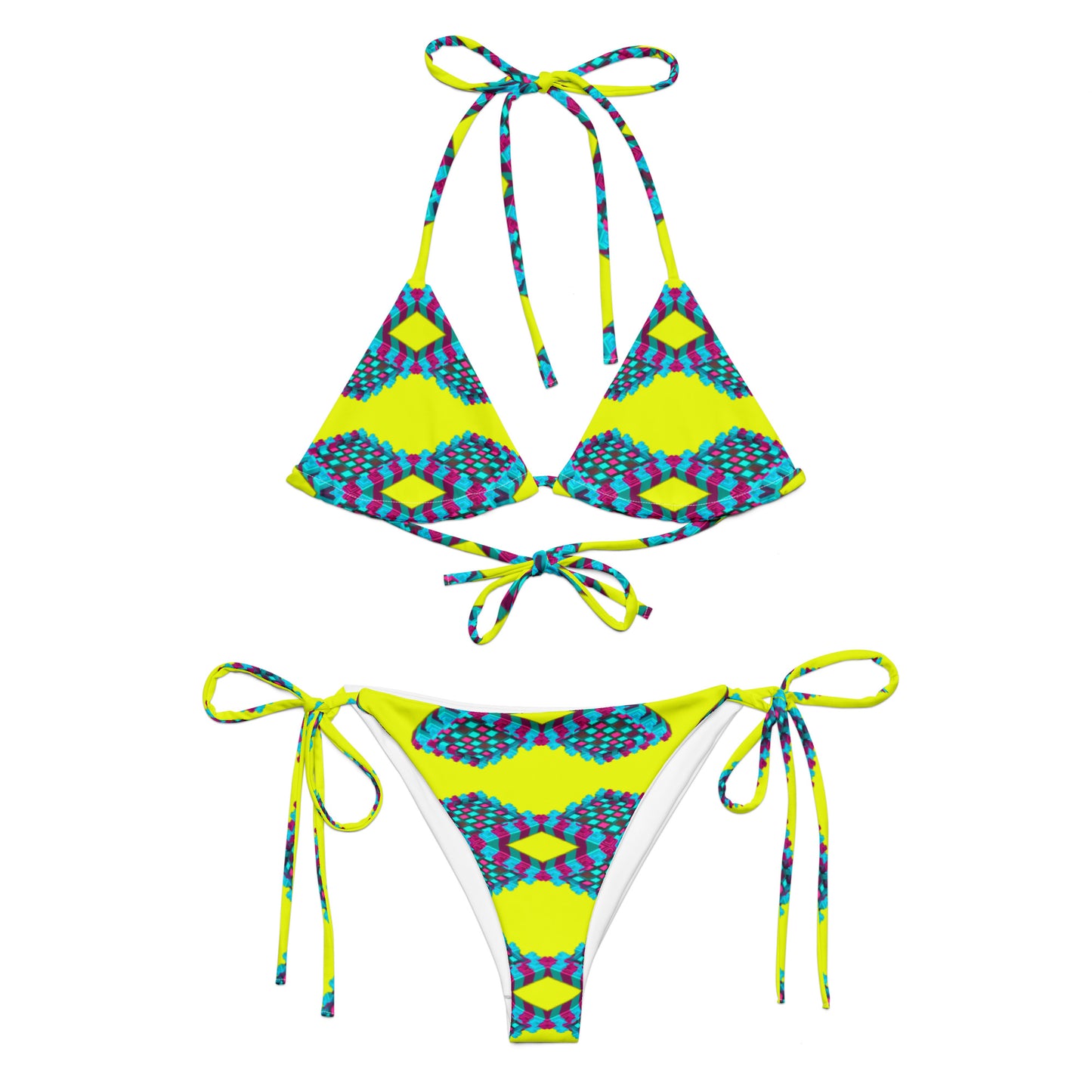 Future Game Yellow - All-over print recycled string bikini