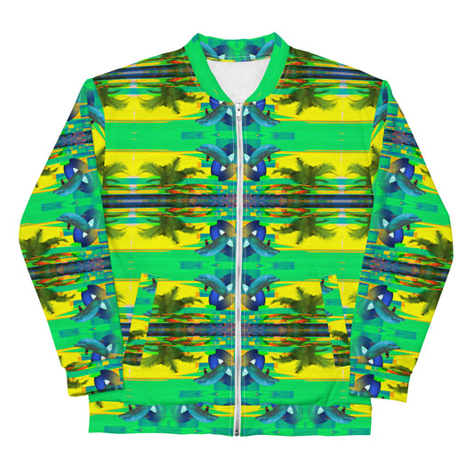 Tropical Glitch Dofflin Hoop Mirror Quad - Unisex Bomber Jacket